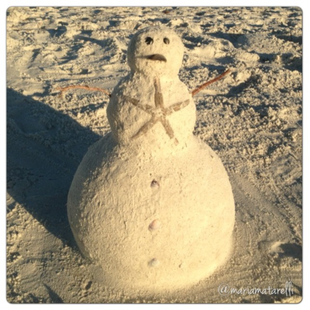 Sand Snowman on the Beach… A Dream Come True
