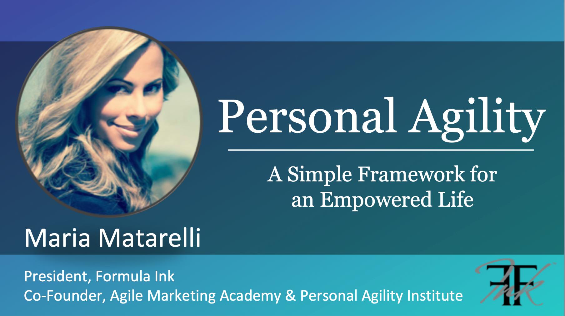 Personal Agility Presentation for the Bay Area Agile Leadership Network